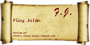 Füzy Jolán névjegykártya